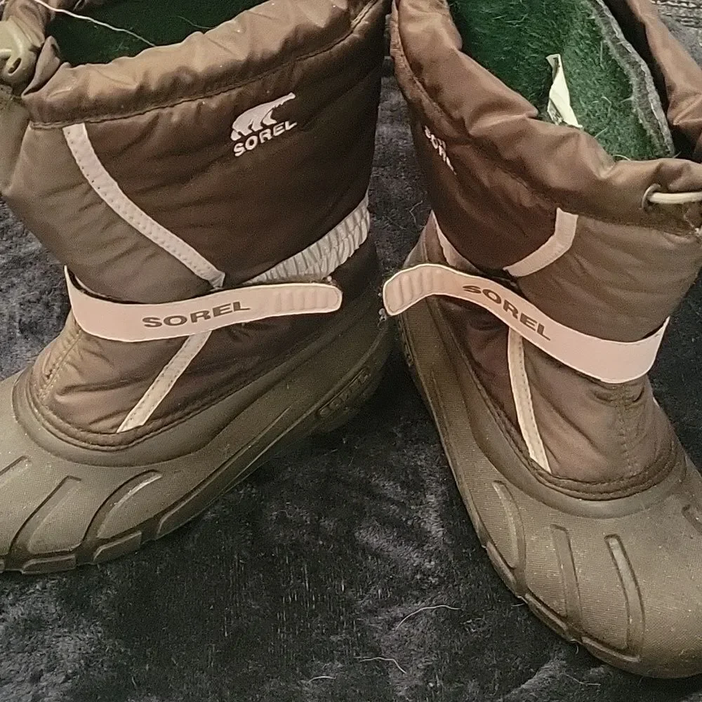 Sorel Boots Brown/Pink Insulated Wind Rain Resistant, Size 5